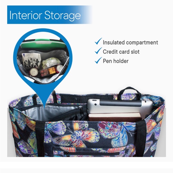 RMS Walker Rollator Bag Insulated Water Resistant Tote Vivid Butterfly NIP - Picture 5 of 7